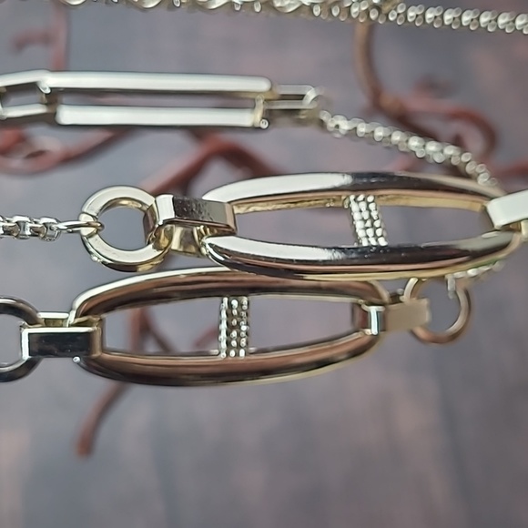 CHICO'S ADJUSTABLE SILVER TONE BOX CHAIN BAR NECKLACE - Picture 4 of 10